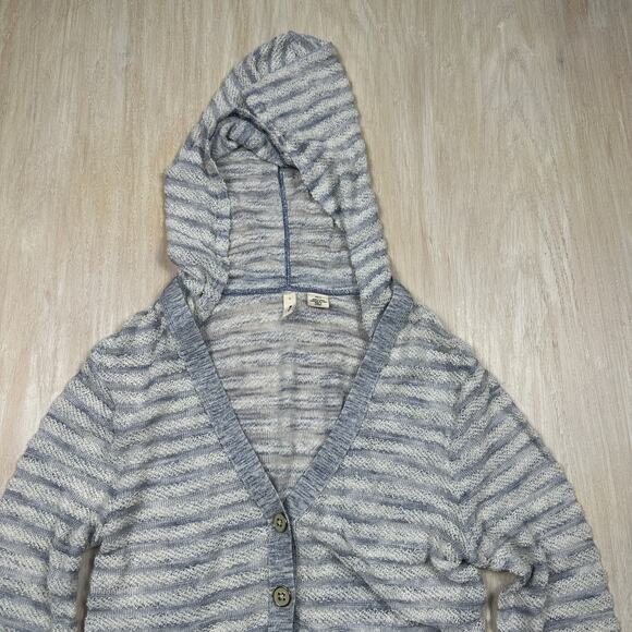 Anthropologie Moth Striped Hooded Button Front Cardigan Sweater XS Cozy Preppy - Picture 2 of 14
